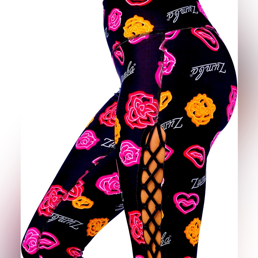 Zumba Laced Up Valentines Leggings, Large
